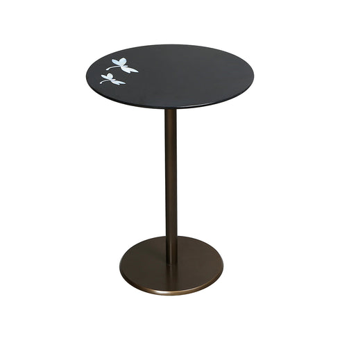 Round End Table with Mother of Pearl Inlay,